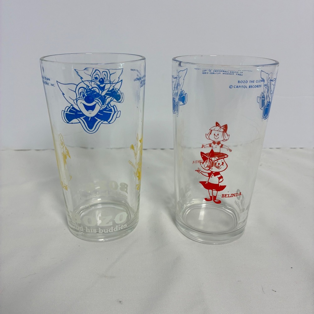 2 Vtg Capitol Records Bozo the Clown Glasses 1965 Collectible Circus Retro TV